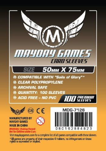 100 Mayday Games Standard Sails of Glory Card Sleeves (50mm x 75mm) MDG7126