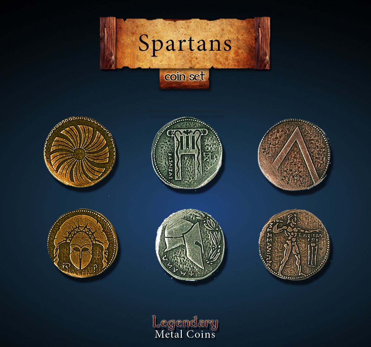 Spartan Coin Set Legendary Metal Coins
